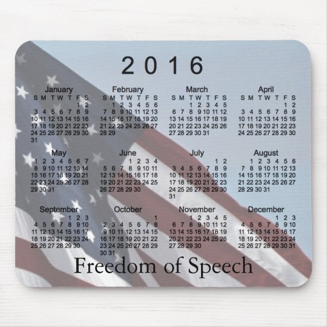 Alfombrilla De Ratón Calendario 2016 de la libertad de Janz Mousepad (Frente)