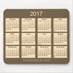 Alfombrilla De Ratón Calendario 2017 de Brown por el cojín de ratón de