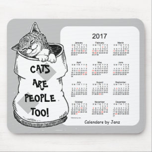 Alfombrilla De Ratón Calendario 2017 del gato por el cojín de ratón d