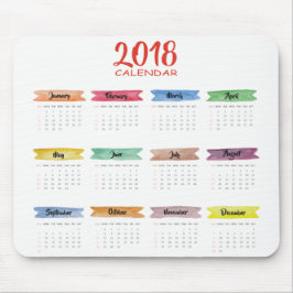 Alfombrilla De Ratón Calendario 2018 de la acuarela el | Mousepad