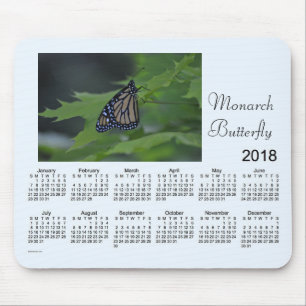 Alfombrilla De Ratón Calendario 2018 de la mariposa de monarca por Janz