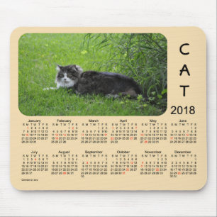Alfombrilla De Ratón Calendario 2018 del día de fiesta del gato por