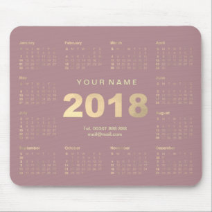 Alfombrilla De Ratón Calendario 2018 Número de contacto de nombre de or