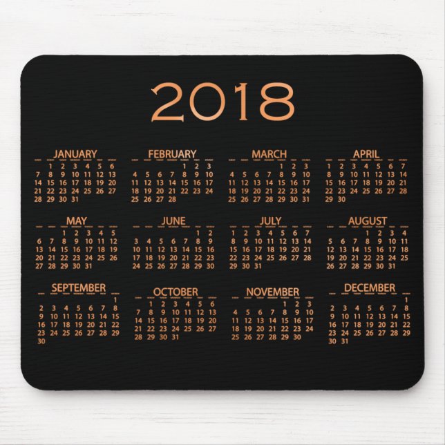 Alfombrilla De Ratón Calendario 2018 Rosa de cobre negro metálico (Frente)