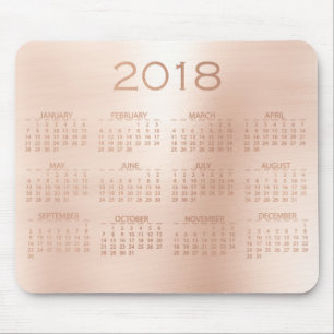 Alfombrilla De Ratón Calendario 2018 Rosa Gold Metallic Rubor