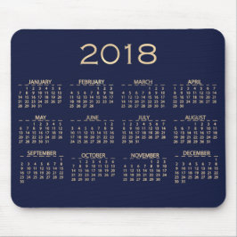 Alfombrilla De Ratón Calendario 2018 Sepia Gold de la Marina Azul metál