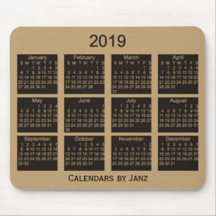 Alfombrilla De Ratón Calendario 2019 de Brown por el cojín de ratón d