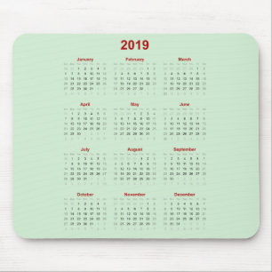 Alfombrilla De Ratón Calendario 2019 del cojín de ratón