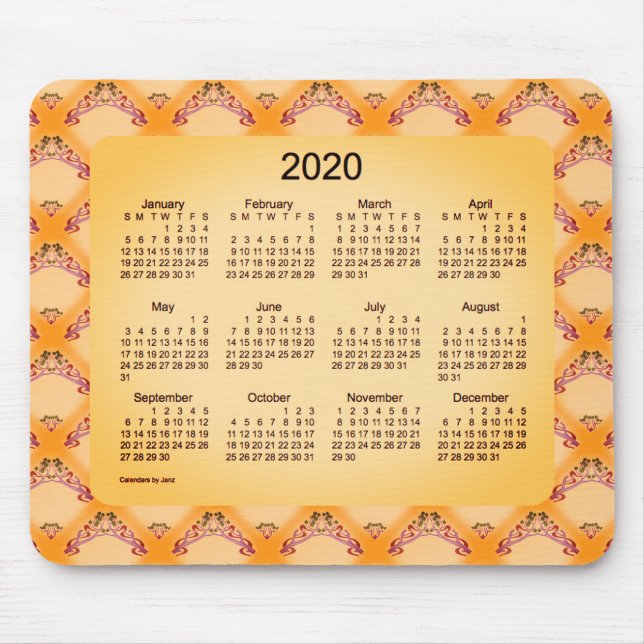 Alfombrilla De Ratón Calendario 2020 de Janz Art Nouveau Sangria (Frente)