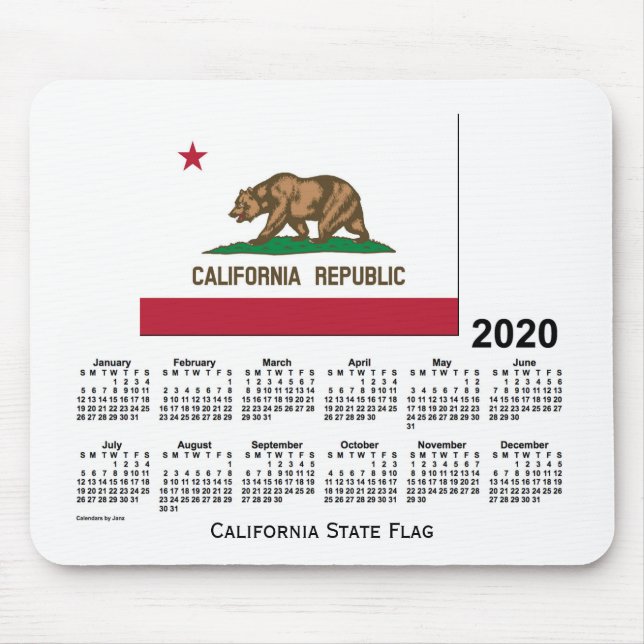 Alfombrilla De Ratón Calendario 2020 de Janz California State Flag (Frente)