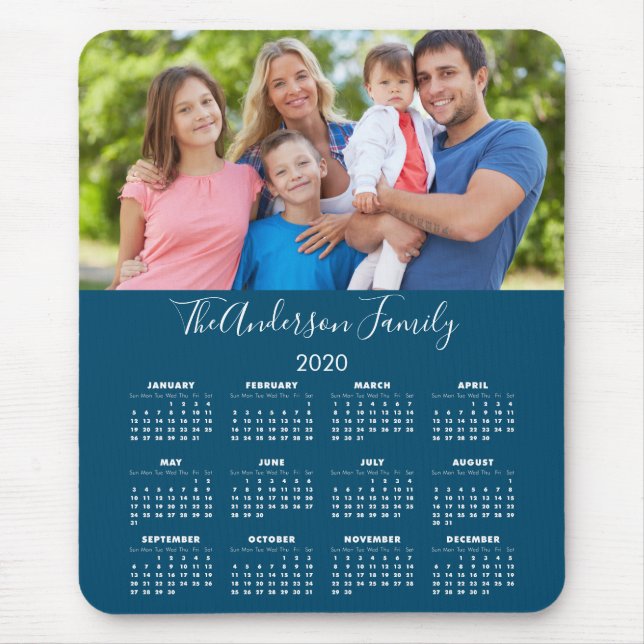 Alfombrilla De Ratón Calendario 2020 Nombre de la familia de fotos (Frente)