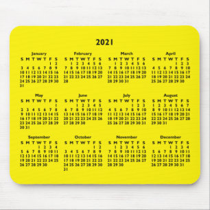 Alfombrilla De Ratón Calendario 2021 de Personalizable negro y amarillo