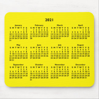 Alfombrilla De Ratón Calendario 2021 de personalizable negro y amarillo