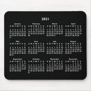 Alfombrilla De Ratón Calendario 2021 en blanco y negro de Personalizabl