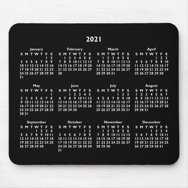 Alfombrilla De Ratón Calendario 2021 en blanco y negro personalizable (Frente)