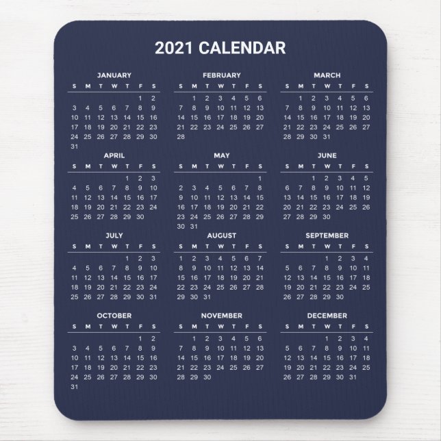 Alfombrilla De Ratón Calendario 2021 simple pero elegante | Mousepad (Frente)