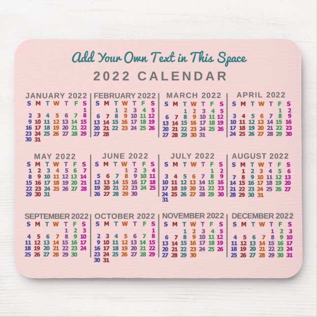 Alfombrilla De Ratón Calendario 2022 (Consulte Descripción de la nueva  (Frente)