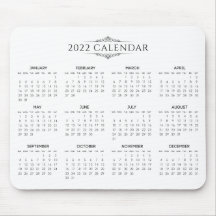 Calendario 2022 simple pero elegante | Mousepad