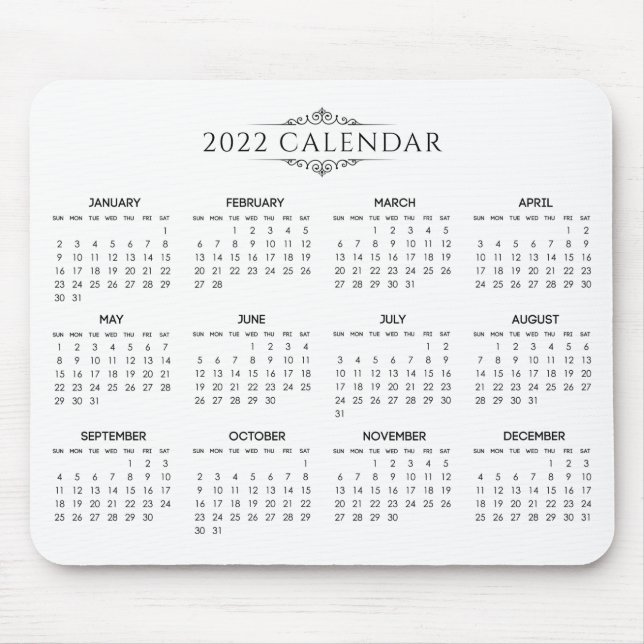 Alfombrilla De Ratón Calendario 2022 simple pero elegante | Mousepad (Frente)