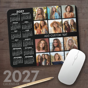 Alfombrilla De Ratón Calendario 2023 - 12 collage de fotos - negro