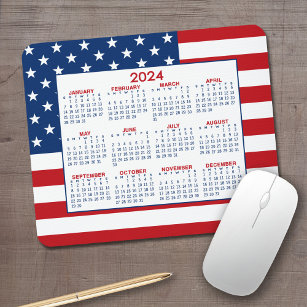 Alfombrilla De Ratón Calendario 2023 con bandera estadounidense - Azul 