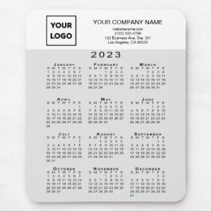 Alfombrilla De Ratón Calendario 2023 Logo de negocios Texto Blanco gris