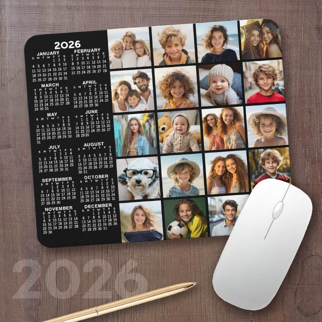 Alfombrilla De Ratón Calendario 2023 - negro de 20 fotos (2026 Calendar with a Photo Collage on a Mousepad)