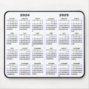 Alfombrilla De Ratón Calendario 2024 - 2025 Simple Negro con vacaciones