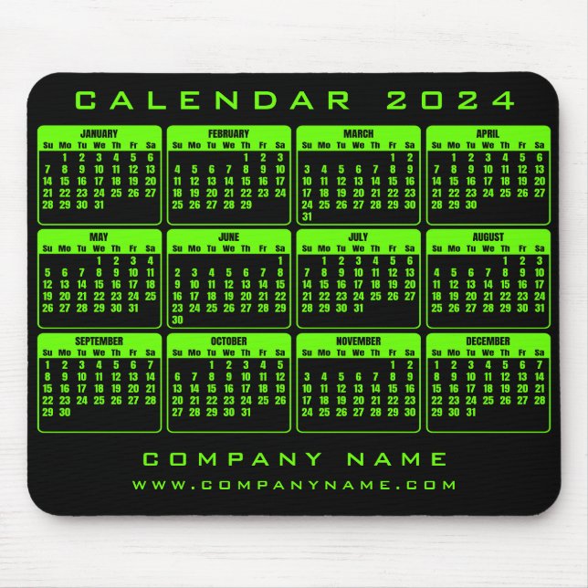 Alfombrilla De Ratón Calendario 2024 almohadilla de ratón para negocios (Frente)