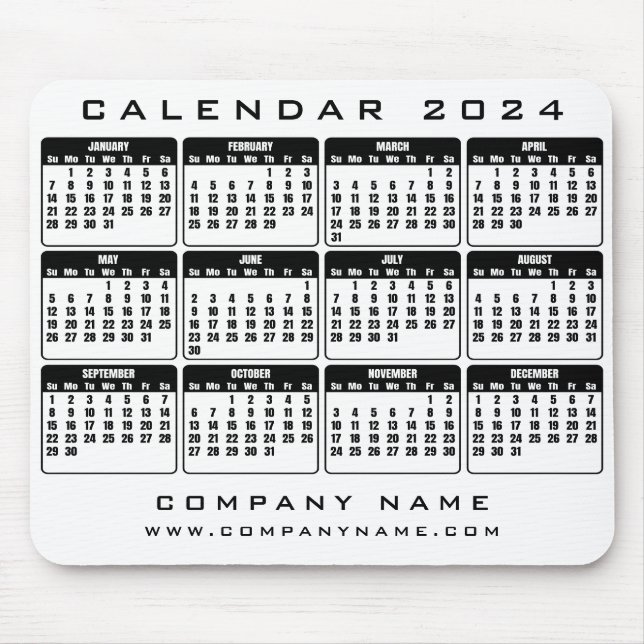 Alfombrilla De Ratón Calendario 2024 almohadilla de ratón para negocios (Frente)