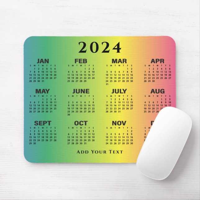 Alfombrilla De Ratón Calendario 2024 - Arcoiris (Con ratón)