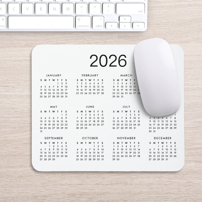 Alfombrilla De Ratón Calendario 2024 Clásico Simple Negro y Blanco (Subido por el creador)