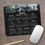 Alfombrilla De Ratón Calendario 2024 con 3 Collages de fotos - negro<br><div class="desc">Un collage de 3 fotos con un calendario. Un artículo divertido para el Año Nuevo. Añadir 3 fotos de paisaje a este diseño.</div>