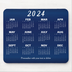 Alfombrilla De Ratón Calendario 2024 - Diseño azul marino