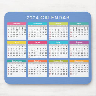 Alfombrilla De Ratón Calendario 2024 lindo y colorido   Mousepad