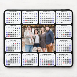 Alfombrilla De Ratón Calendario 2024 Modern Black 4 Family Photo Simple