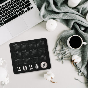Alfombrilla De Ratón Calendario 2024 Monogramado Luna Cielo Nocturno Es