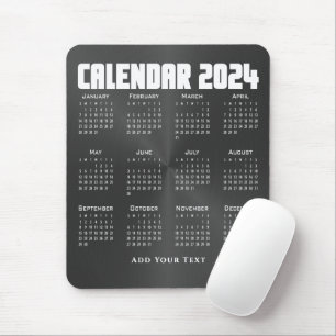 Alfombrilla De Ratón Calendario 2024 - Negro