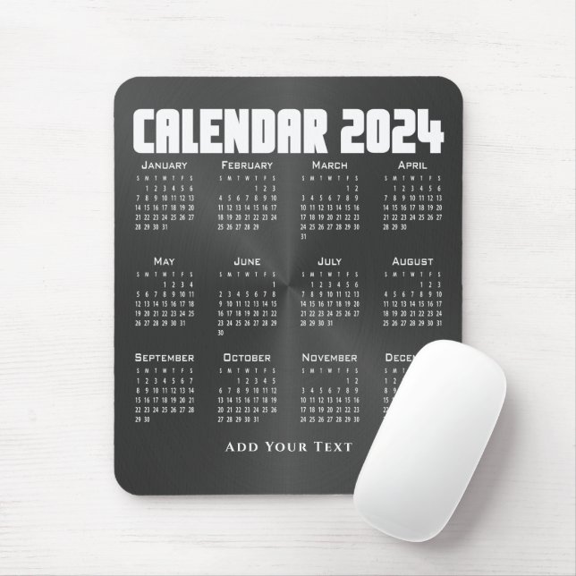 Alfombrilla De Ratón Calendario 2024 - Negro (Con ratón)