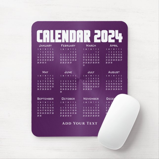 Alfombrilla De Ratón Calendario 2024 - Púrpura (Con ratón)