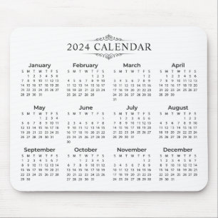 Alfombrilla De Ratón Calendario 2024 simple pero elegante   Mousepad