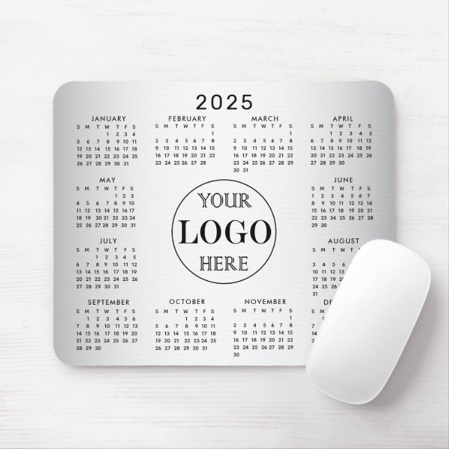 Alfombrilla De Ratón Calendario 2025 del Personalizado de fondo gris os (Con ratón)