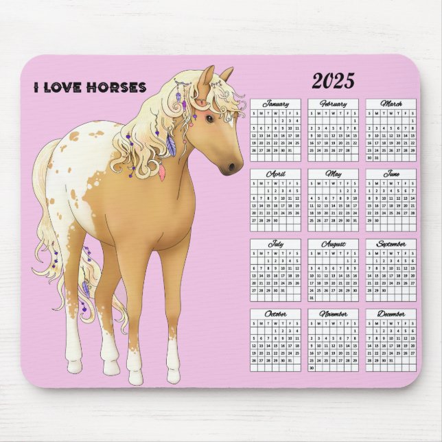 Alfombrilla De Ratón Calendario 2025 I Love Horses (Frente)
