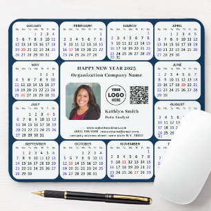 Alfombrilla De Ratón Calendario 2025 Logo de fotografía comercial QR Az