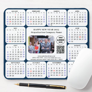 Alfombrilla De Ratón Calendario 2025 Logo de fotografía comercial QR Az