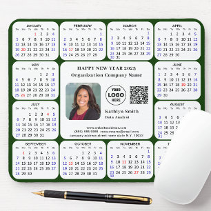 Alfombrilla De Ratón Calendario 2025 Logo de fotografía comercial QR Ve