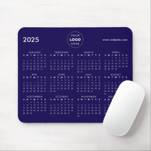 Alfombrilla De Ratón Calendario 2025 Logo Empresarial Azul