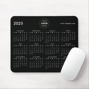 Alfombrilla De Ratón Calendario 2025 Logo Empresarial Negro