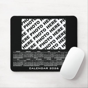 Alfombrilla De Ratón Calendario 2026 Añadir 1 fotos Mousepad Negro