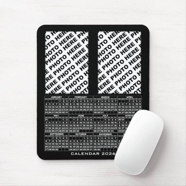 Alfombrilla De Ratón Calendario 2026 Añadir 2 fotos verticales Mousepad (Con ratón)